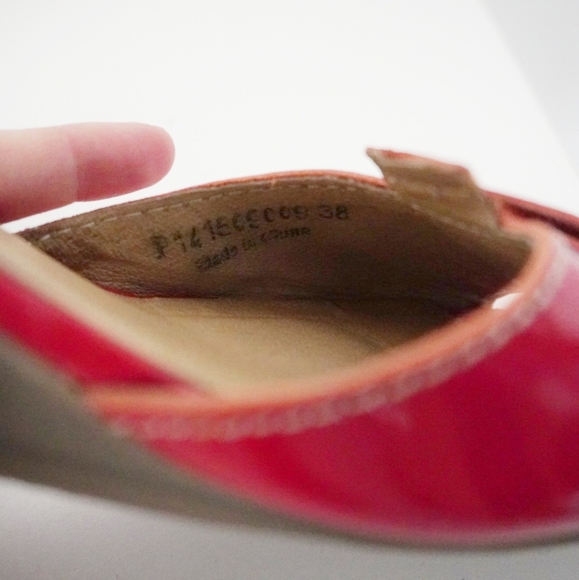 FLY LONDON Patent Leather Peep Toe Wedge Sandal - Picture 6 of 7